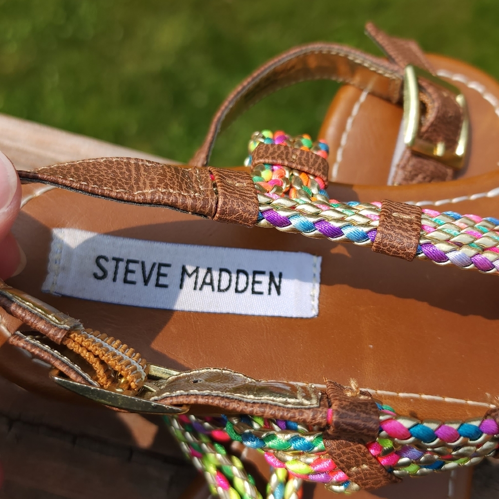 Steve Madden colorful gladiator sandals flats 4 - Picture 3 of 4